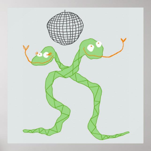 Disco Snakes Poster in Green (Front)