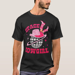 Disco Space Cowgirl Western Retro Pink Cowhide T-Shirt