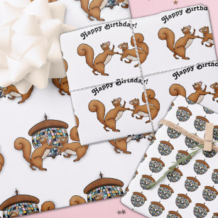 Disco Squirrels Birthday Wrapping Paper Sheet