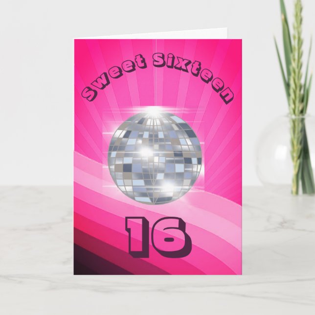 Disco Sweet Sixteen Pink Birthday Invitation (Front)
