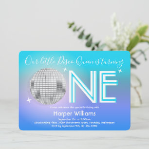 Disco Themed First Birthday Invitation