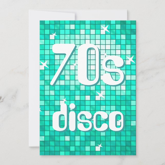 Disco Tiles Aqua 70s Disco invitation (Front)