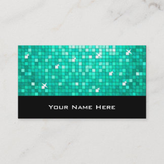 Disco Tiles Aqua business card black