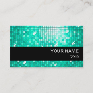 Disco Tiles Aqua business card black stripe