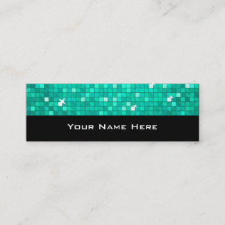 Disco Tiles Aqua business card skinny black