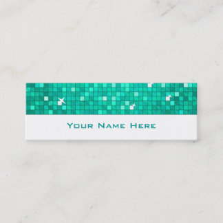 Disco Tiles Aqua business card skinny white