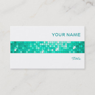 Disco Tiles Aqua business card tile stripe white