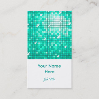 Disco Tiles Aqua business card white portrait