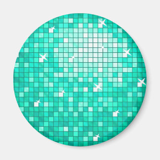 Disco Tiles Aqua fridge magnet round
