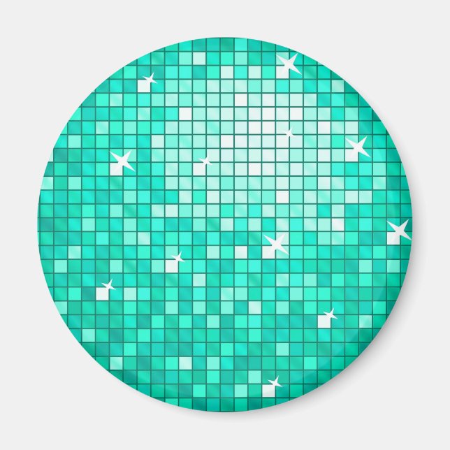 Disco Tiles Aqua fridge magnet round (Front)