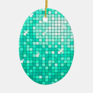 Disco Tiles Aqua ornament oval