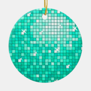 Disco Tiles Aqua ornament round