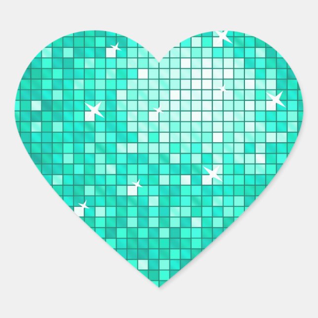 Disco Tiles Aqua sticker heart (Front)
