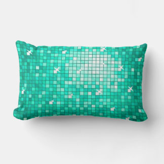 Disco Tiles Aqua throw pillow