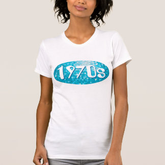 Disco Tiles Blue '1970s' petite white T-Shirt