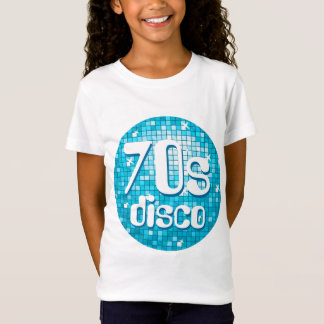 Disco Tiles Blue '70s Disco' girls fitted white T-Shirt