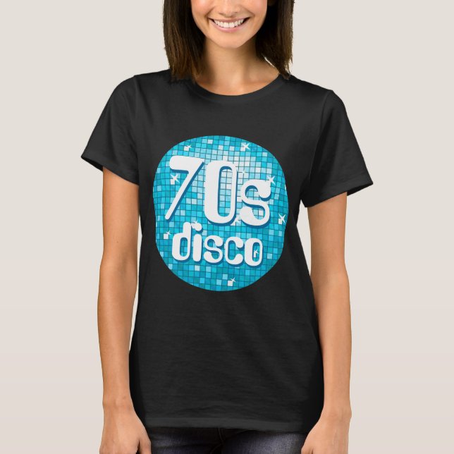 Disco Tiles Blue '70s Disco' t-shirt black (Front)