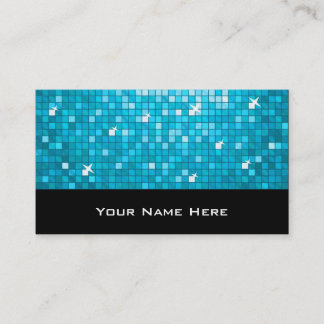 Disco Tiles Blue business card black
