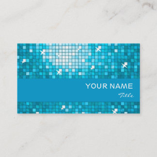 Disco Tiles Blue business card blue stripe