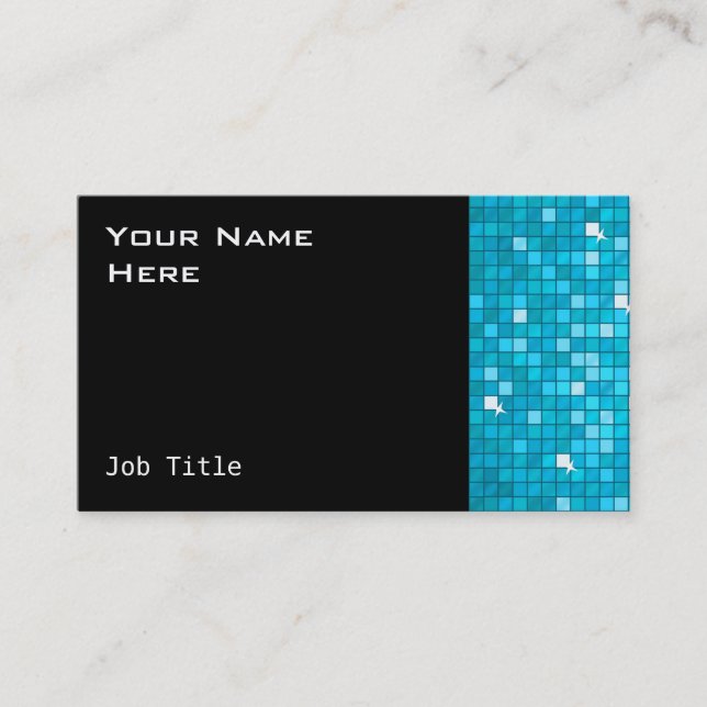 Disco Tiles Blue business card side black (Front)