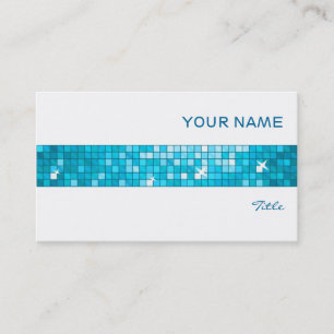 Disco Tiles Blue business card tile stripe white