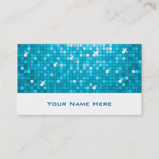 Disco Tiles Blue business card white