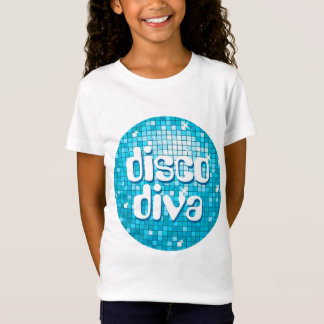 Disco Tiles Blue 'disco diva' girls fitted T-Shirt