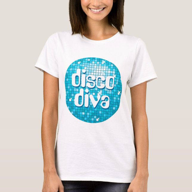 Disco Tiles Blue 'disco diva' spaghetti top (Front)