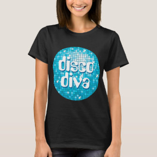 Disco Tiles Blue 'disco diva' t-shirt black