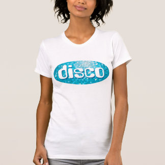 Disco Tiles Blue 'disco' ladies petite white T-Shirt