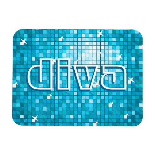 Disco Tiles Blue 'diva' premium magnet (Horizontal)