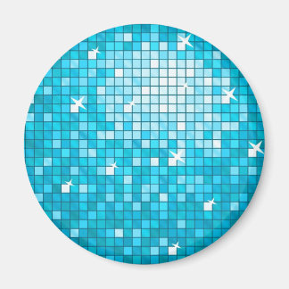 Disco Tiles Blue fridge magnet round