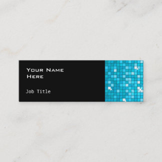 Disco Tiles Blue side skinny black Mini Business Card