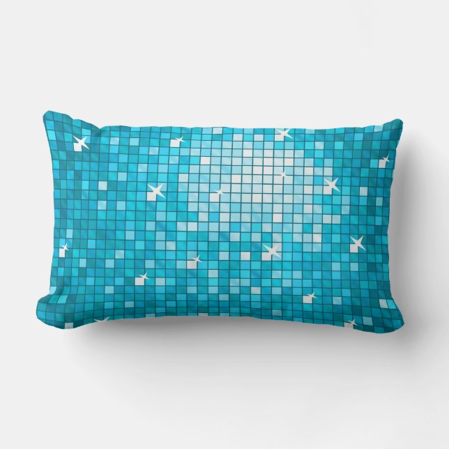 Disco Tiles Blue throw pillow (Front)