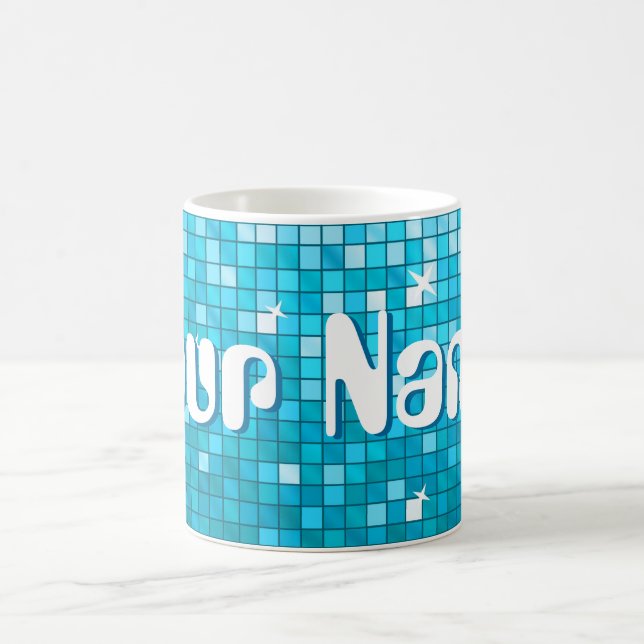 Disco Tiles Blue 'Your Name' mug (Center)