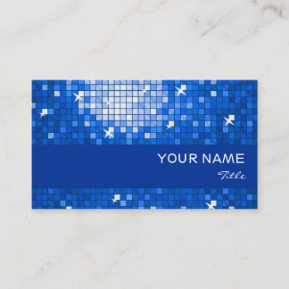 Disco Tiles Dark Blue business card blue stripe