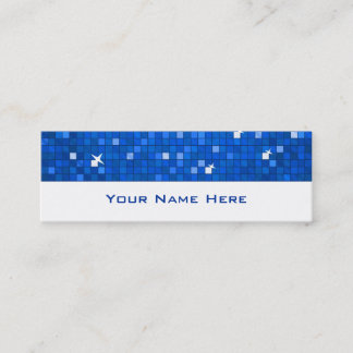 Disco Tiles Dark Blue business card skinny white
