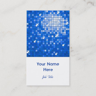 Disco Tiles Dark Blue business card white portrait