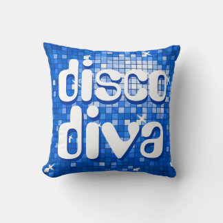 Disco Tiles Dark Blue 'disco diva' throw pillow