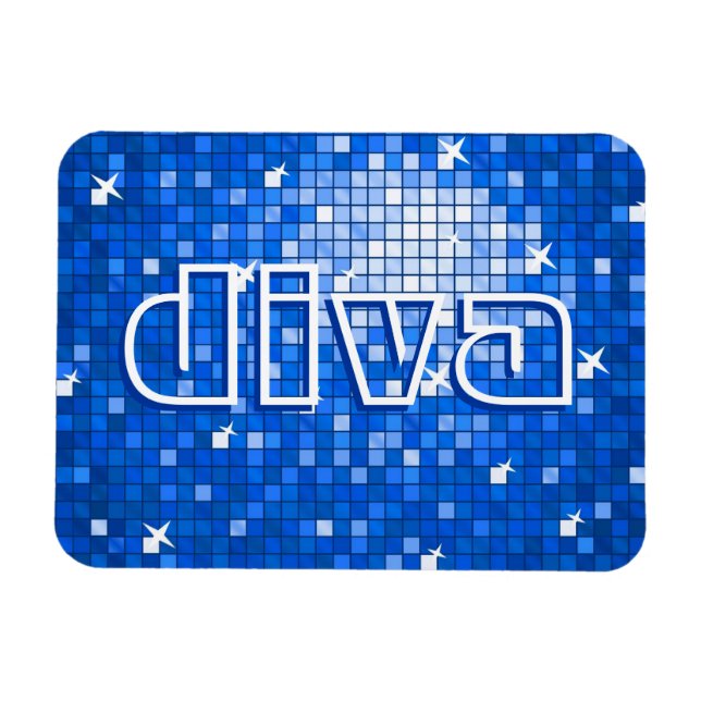 Disco Tiles Dark Blue 'diva' premium magnet (Horizontal)