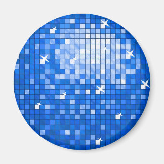 Disco Tiles Dark Blue fridge magnet round