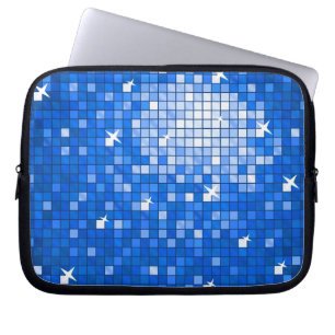 Disco Tiles Dark Blue laptop sleeve 10 inch