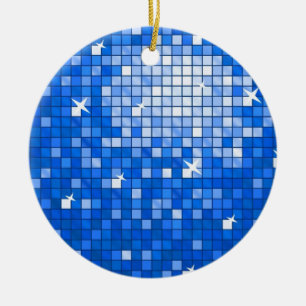 Disco Tiles Dark Blue ornament round