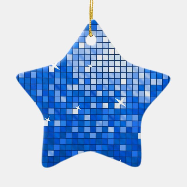 Disco Tiles Dark Blue ornament star (Front)