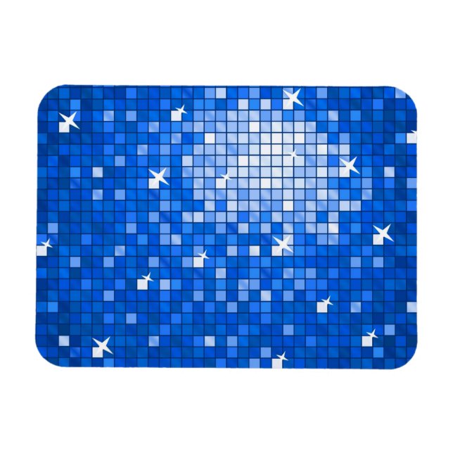 Disco Tiles Dark Blue premium magnet (Horizontal)