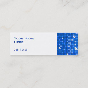Disco Tiles Dark Blue side skinny white Mini Business Card