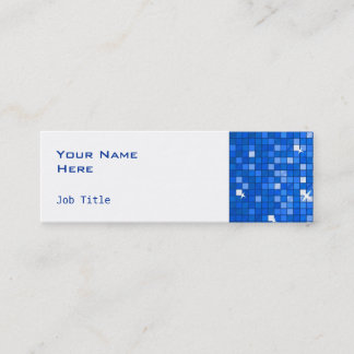 Disco Tiles Dark Blue side skinny white Mini Business Card