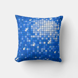 Disco Tiles Dark Blue throw pillow square