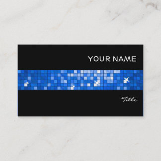 Disco Tiles Dark Blue tile stripe black Business Card