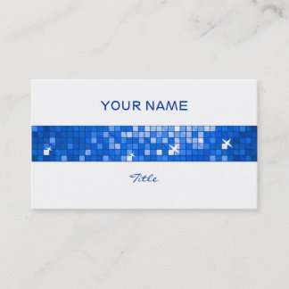 Disco Tiles Dark Blue tile stripe white back Business Card